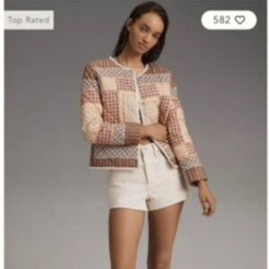 By Anthropologie Collarless Quilted Jacket